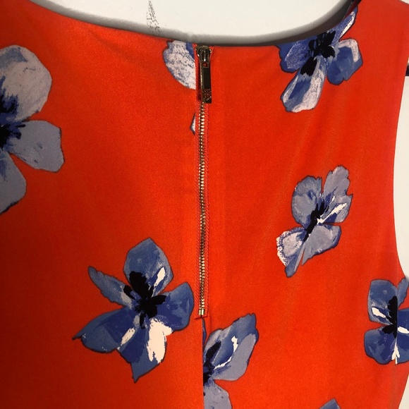 Tommy Hilfiger Dress Orange Floral Mini  sz 14 Sleeveless Zipper back - Picture 6 of 10